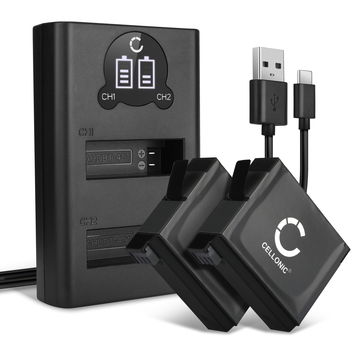 2x Batteri for GoPro Hero 4 Hero 4 Black Hero 4 Plus Hero 4 Silver kamera - Reservebatteri AHDBT-401 335-06532-000 1160mAh + USB Dobbel Batterilader , Kamerabatteri Lader