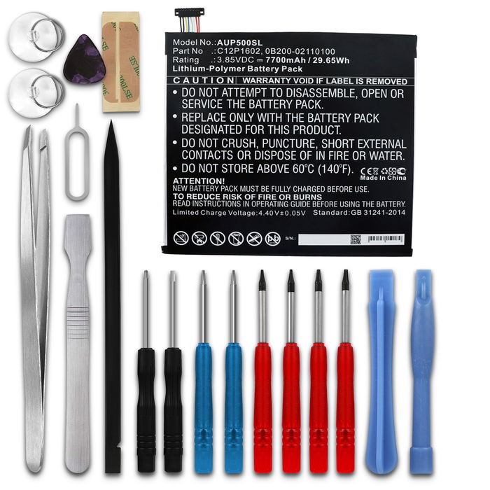 Batteri for ASUS ZenPad 3S 10 (Z500KL), ASUS ZenPad Z10 (ZT500KL) 0B200-02110100 7700mAh + Verktøy fra subtel