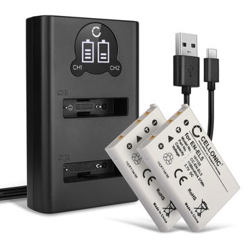 2x Batteri for Nikon CoolPix P510 P530 P520 P500 P300 P100 P90 P80 P6000 P5100 P5000 S10 5200 7900 kamera - Reservebatteri EN-EL5 1180mAh + USB Dobbel Batterilader MH-61, Kamerabatteri Lader