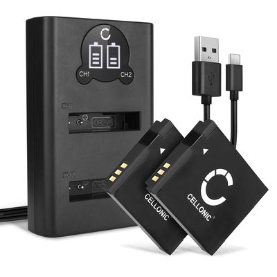 2x Batteri for Canon PowerShot SX530 HS SX540 SX510 SX500 IS SX170 S120 D30 Digital IXUS 105 kamera - Reservebatteri NB-6L NB-6LH 1000mAh + USB Dobbel Batterilader CB-2LY, Kamerabatteri Lader