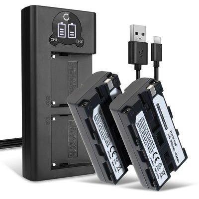 2x Batteri for Sony VX1000 VX2000 VX2100 HDR-FX1 HDR FX7E FX1000 PD150 PD170 NPF330 NPF730 kamera - Reservebatteri NP-F550 F330 F750 2600mAh + USB Dobbel Batterilader , Kamerabatteri Lader