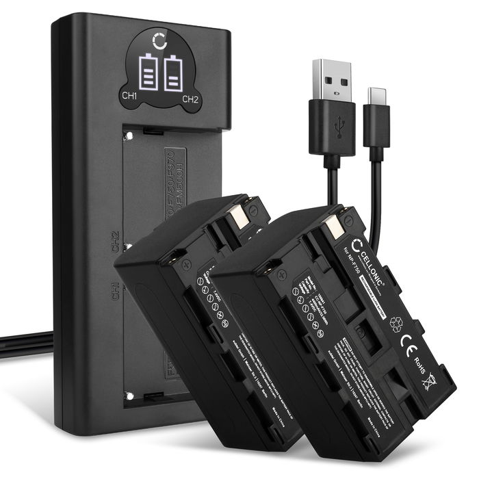 2x Batteri for Sony NP-F770 Accu 4400mAh Akku bytte Batteri + Dobbel Lader