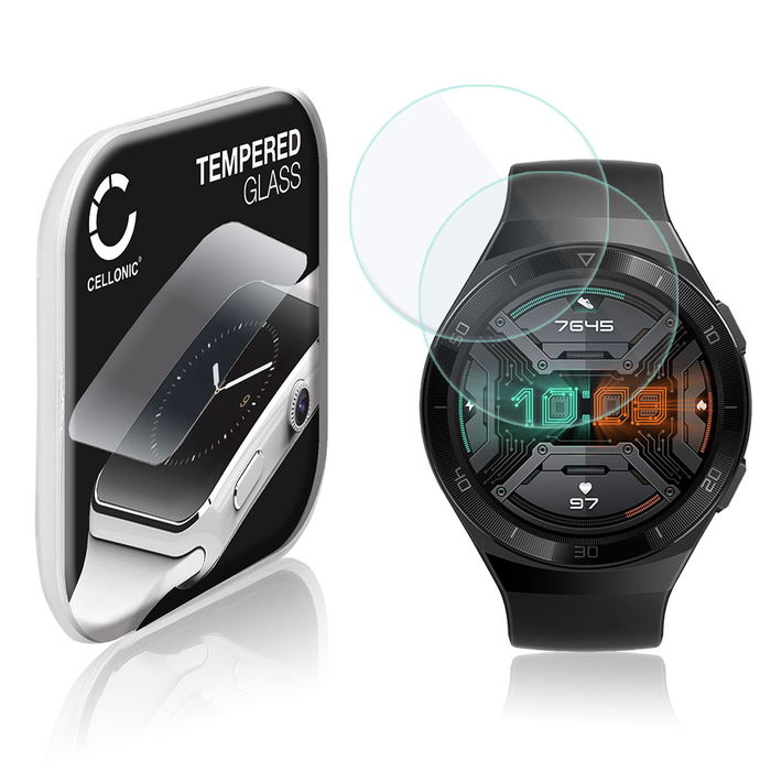 2x Skjermbeskytter glass Huawei Watch GT2e (2.5D, 9H, 0,33mm, Full Glue) Herdet Glass