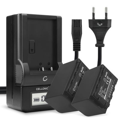 2x Batteri for Panasonic HC-X1000, HC-X1500, HC-MDH3, AG-AC8, HC-X2000 VW-VBD58 CGA-D54 (4400mAh, 7.4V) + Lader fra CELLONIC