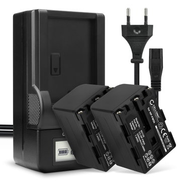 2x Batteri for Sony HVR-A1 HDR-SR1 HDR-HC1 GV-D1000 DCR-TRV38 -TRV20 -TRV330 -TRV285 -TRV340 Kameraer 3200mAh + Lader fra CELLONIC