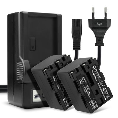 2x Batteri for Sony HVR-A1 HDR-SR1 HDR-HC1 GV-D1000 DCR-TRV38 -TRV20 -TRV330 -TRV285 -TRV340 Kameraer 3200mAh + Lader fra CELLONIC