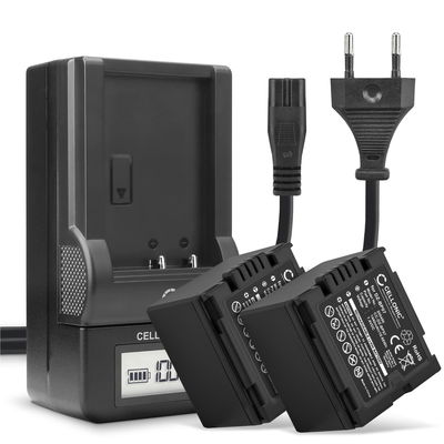 2x Batteri for Panasonic NV-GS250, VDR-D250, NV-GS500, NV-GS320, CGA-DU21, CGA-DU06, CGA-DU12 Kameraer 1440mAh + Lader fra CELLONIC