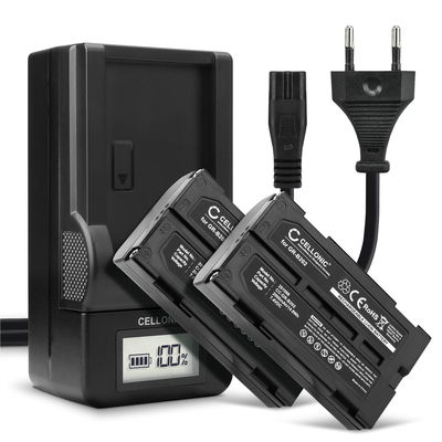 2x Batteri for Panasonic NV-GS250, NV-GS330, VDR-D250, NV-DX100, PV-DV1000, NV-GS21, NV-GS28 Kameraer 2000mAh + Lader fra CELLONIC