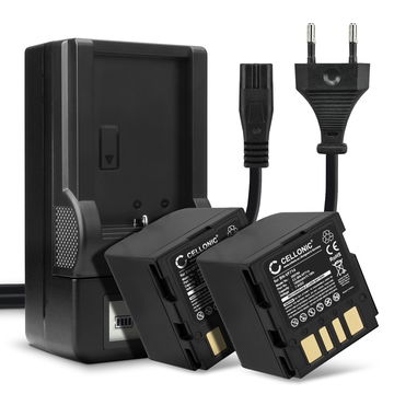 2x Batteri for JVC GZ-D240, GZ-D270, GZ-DF420, GR-D240, GR-D270, GR-D290, GR-DF420, GR-X5 BN-VF714 (1500mAh, 7.4V) + Lader fra CELLONIC