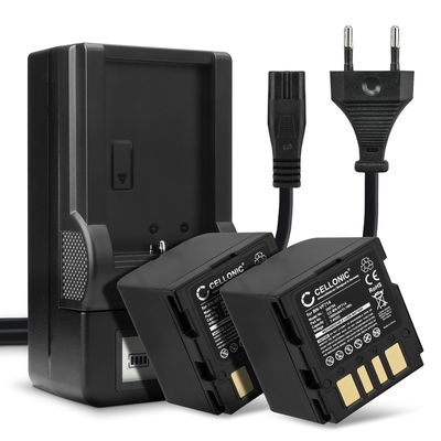 2x Batteri for JVC GZ-D240, GZ-D270, GZ-DF420, GR-D240, GR-D270, GR-D290, GR-DF420, GR-X5 BN-VF714 (1500mAh, 7.4V) + Lader fra CELLONIC