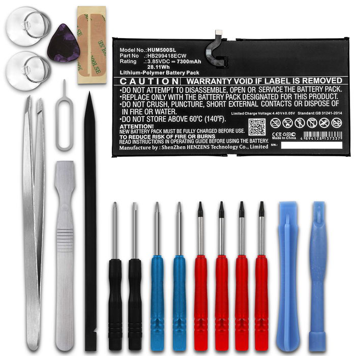 Batteri for Huawei MediaPad M5 10.8 / M5 Pro 10.8 - HB299418ECW 7300mAh reservebatteri + Verktøy