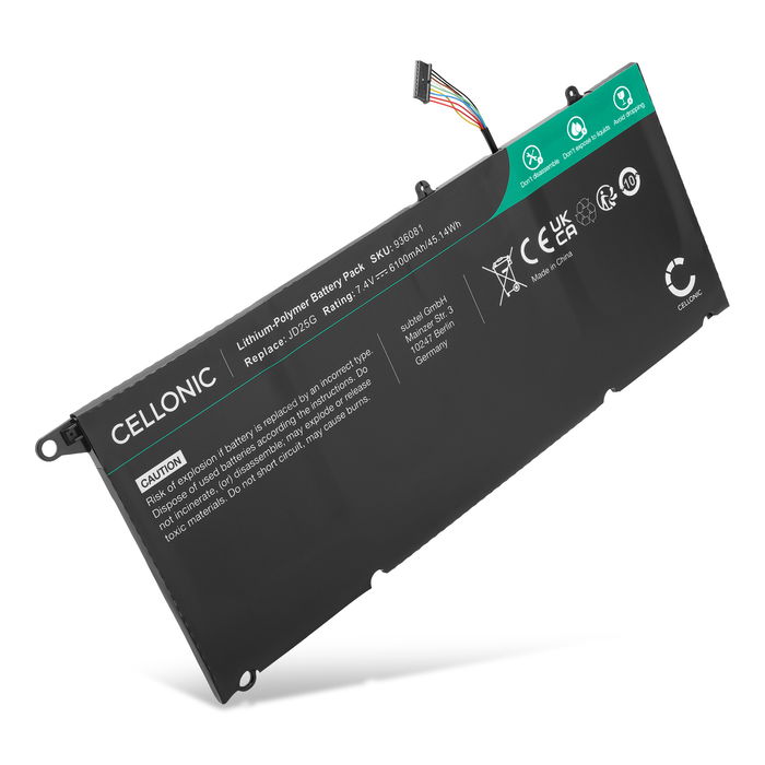 Batteri for Dell XPS 13 9343 Accu 6100mAh Akku bytte Batteri