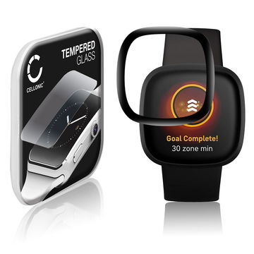 Skjermbeskytter glass FitBit Versa 3 / Sense (3D Full Cover, 9H, 0,33mm, Full Glue) Herdet Glass