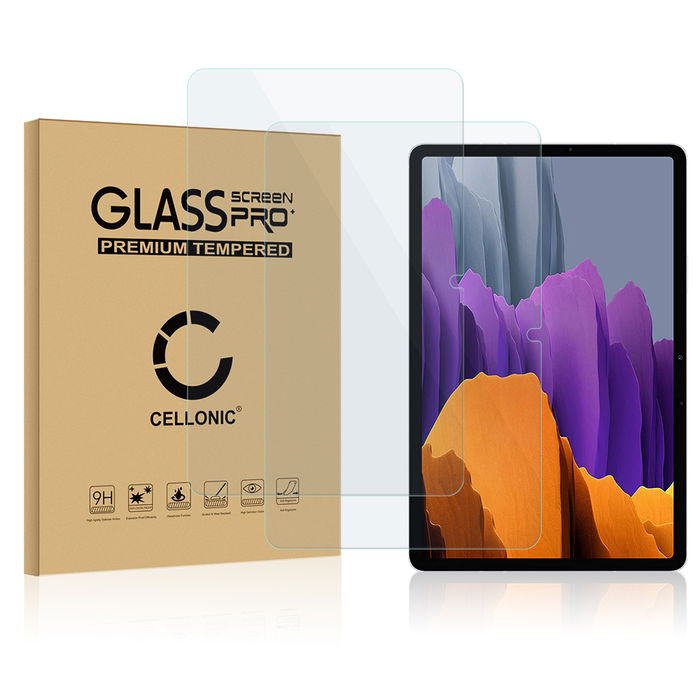 2x CELLONIC Screen Protector for Samsung Galaxy Tab S7 Plus Wi-Fi (SM-T970) Tablet Screen Cover Film - 2.5D 0,33mm Full Glue 9H Tempered Glass Display Screen Guard Crystal Clear