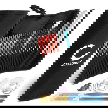 Skrutrekkersett med verktøyveske inkludert kryss, slisset, torx, sugekopp, pinsett, displaylim – presisjonsverktøy for batteribytte, utskifting av displayer og mye mer. - Reparasjon av skrutrekkerverktøy - 23 pc