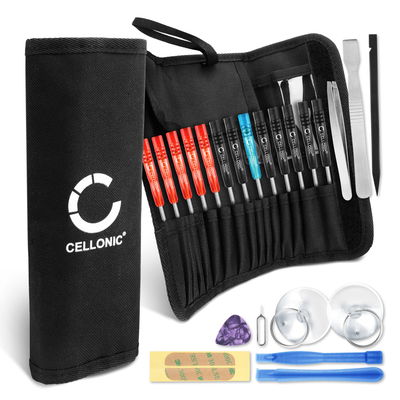 Skrutrekkersett med verktøyveske inkludert kryss, slisset, torx, sugekopp, pinsett, displaylim – presisjonsverktøy for batteribytte, utskifting av displayer og mye mer. - Reparasjon av skrutrekkerverktøy - 23 pc