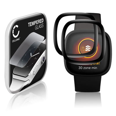 2x Skjermbeskytter glass FitBit Versa 3 / Sense (3D Full Cover, 9H, 0,33mm, Full Glue) Herdet Glass