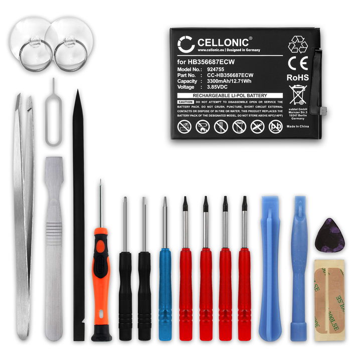 Batteri for Huawei Mate 10 Lite, HB356687ECW 3300mAh + Verktøy fra CELLONIC
