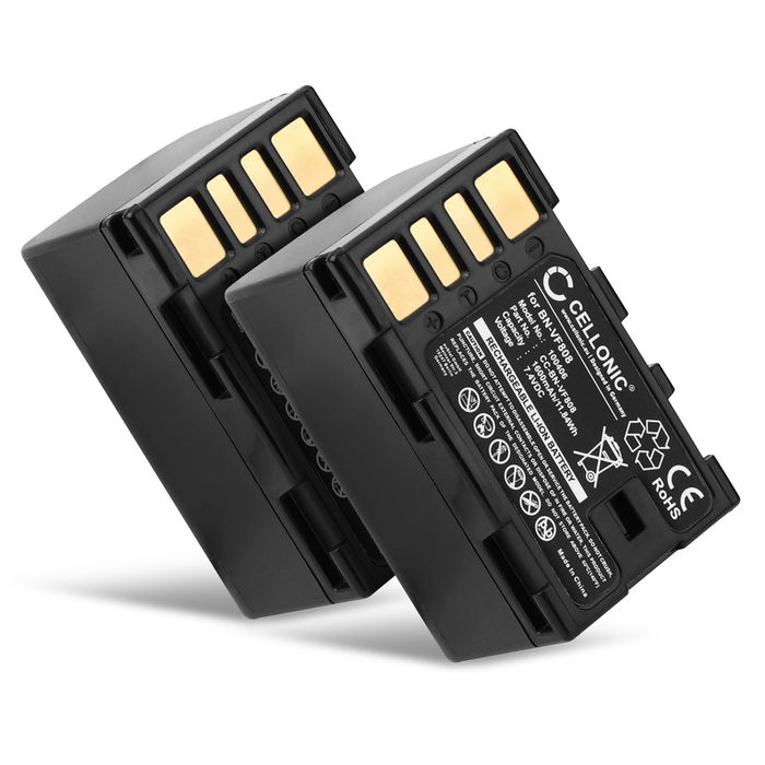 2x Batteri for JVC GC-PX100, GZ-HM200, GZ-MG330, GY-HM100, GR-D728, BN-VF808, N-VF823 Kameraer 1500mAh fra CELLONIC