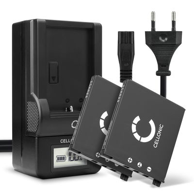 2x Batteri for Casio Exilim EX-S10, -S12, EX-Z80, -Z85, EX-Z90, EX-FS10, EX-Z19, EX-Z20 - NP-60 720mAh + Lader BC-60L Reservebatteri