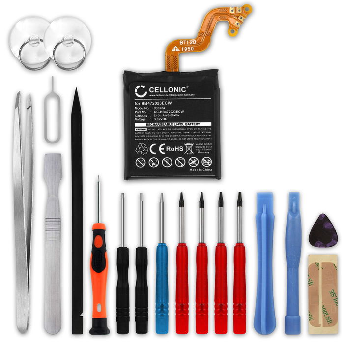 Batteri for Huawei Watch GT2 - 42mm Accu 210mAh Akku bytte Batteri + Verktøy