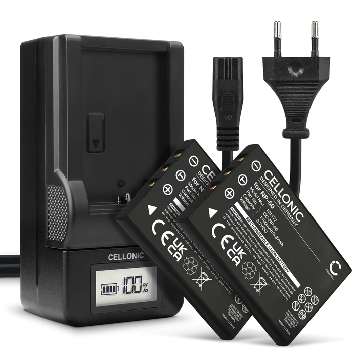 2x Batteri for JAY-tech JayCam CX330, JayCam DC6000, Jay Media i5100, JayCam DXC11 1180mAh + Lader fra CELLONIC