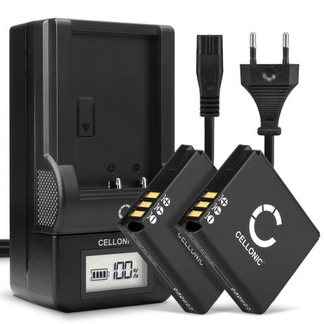 2x Batteri for Fuji Finepix F40fd Finepix F20 Finepix F47fd Finepix F45fd / Fuji BC-70 / NP-70 NP-70 (1100mAh, 3.7V) + Lader fra CELLONIC