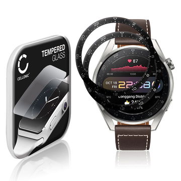 2x Skjermbeskytter glass Huawei Watch 3 Pro (3D Full Cover, 9H, 0,33mm, Full Glue) Herdet Glass