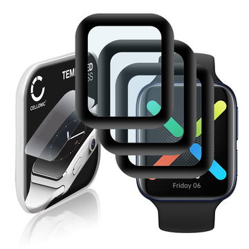 3x Skjermbeskytter glass Oppo Watch - 46mm (3D Full Cover, 9H, 0,33mm, Full Glue) Herdet Glass
