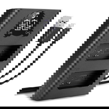 USB dobbel lader (BCN-1) for Olympus OM-D E-M1 OM-D E-M5 Mark II Pen E-P5 Pen-F + 1m + USB Kabel fra CELLONIC