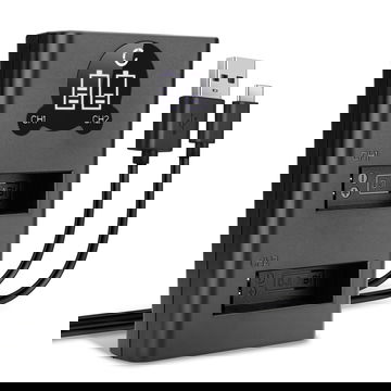 USB dobbel lader (AB1, P01, PT1) for DJI Osmo Action 1, CP.OS.00000020.01 + 1m + USB Kabel fra CELLONIC