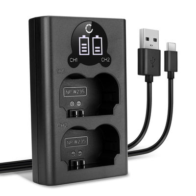 USB dobbel lader (NP-W235) for FujiFilm X-T4 / GFX 50S II / GFX100S / X-H2S + 1m + USB Kabel fra CELLONIC