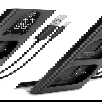 USB dobbel lader (DMW-BLK22) for Panasonic Lumix DC-GH5 II DC-GH6 DC-S5 G9 GH5S + 1m + USB Kabel fra CELLONIC