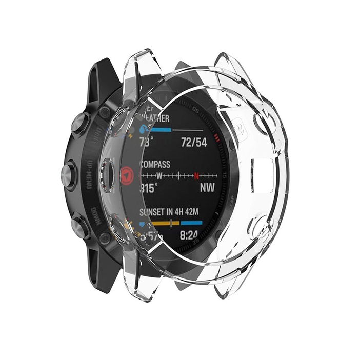 Deksel for Garmin Fenix 6 / Fenix 6 Pro / Fenix 6 Solar - 47mm - TPU, Gjennomsiktig shell pocket tasker