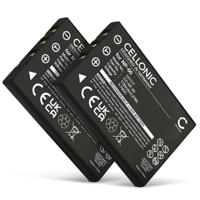 2x Batteri for Medion NP-60 Accu 1180mAh Akku bytte Batteri