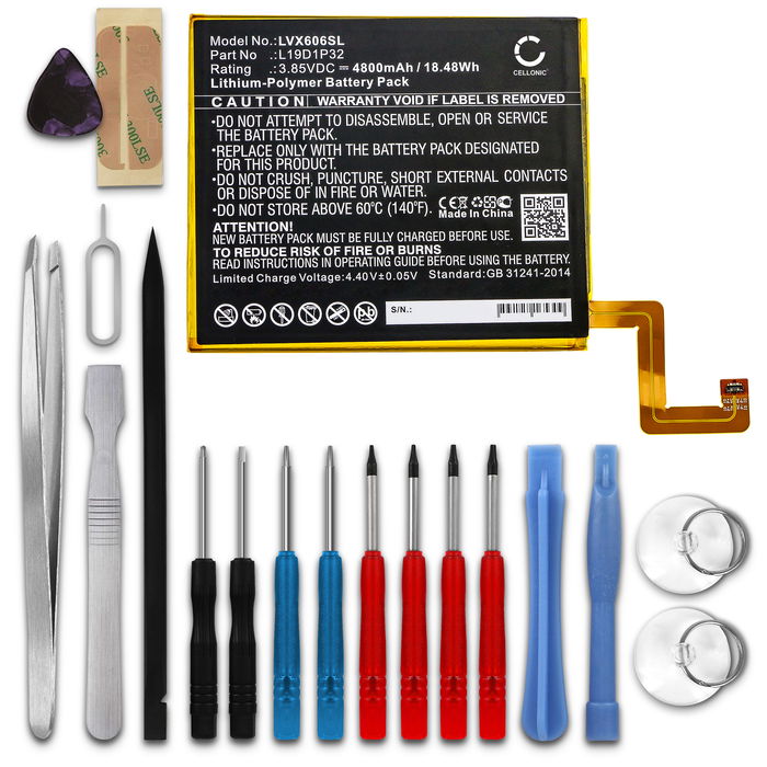 Batteri for Lenovo Tab M10 Plus TB-X606F Accu 4800mAh Akku bytte Batteri + Verktøy