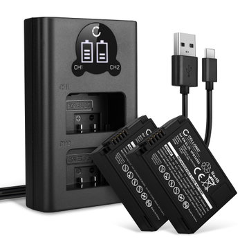 2x Batteri for Nikon Z fc / Z 50 / Z 30 kamera - Reservebatteri EN-EL25, VFB12502 1280mAh + USB Dobbel Batterilader MH-32, Kamerabatteri Lader