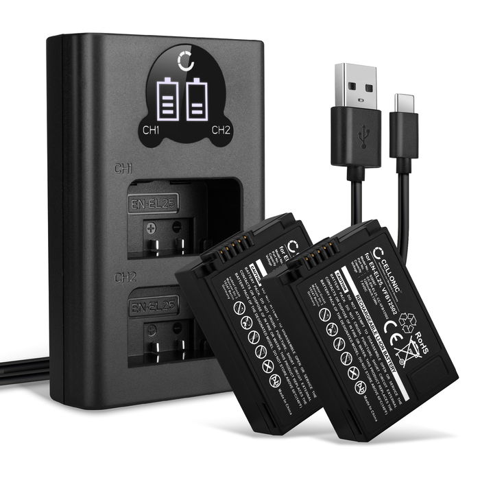 2x Batteri for Nikon Z 50 Accu 1280mAh Akku bytte Batteri + Dobbel Lader