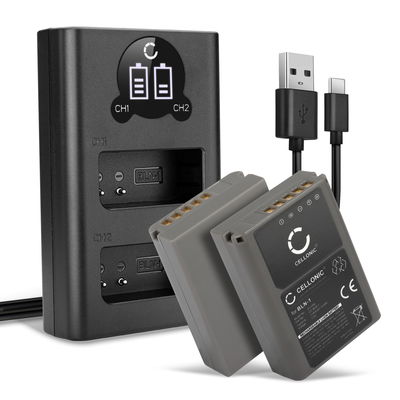2x Batteri for Olympus OMD EM1, EM5 Mark 2, Pen EP5, BCN1, BLN1 Kameraer 1140mAh + Dobbel Lader fra CELLONIC