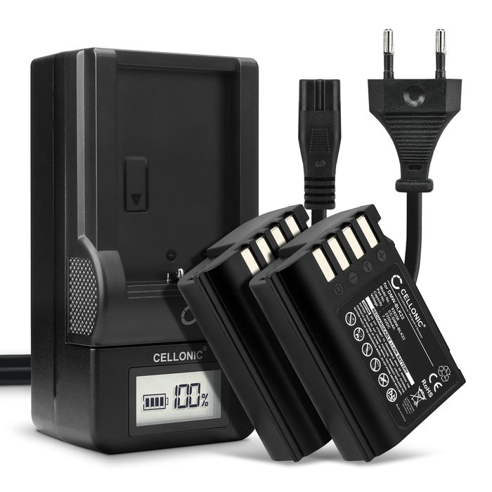 2x Batteri for Panasonic Lumix G9 GH5 II GH5S DC-GH5 II DC-GH6 DC-S5 II DC-S5 IIX DC-G9 II DMW-BLK22 (2250mAh, 7.4V) + Lader fra CELLONIC