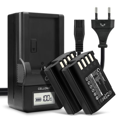 2x Batteri for Panasonic Lumix G9 GH5 II GH5S DC-GH5 II DC-GH6 DC-S5 II DC-S5 IIX DC-G9 II DMW-BLK22 (2250mAh, 7.4V) + Lader fra CELLONIC