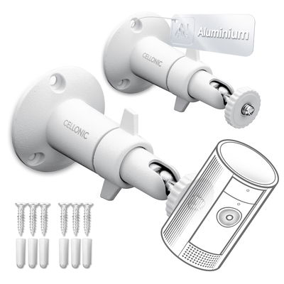 2x Kamerafeste for Arlo, Ring, Blink, Eufy, Reolink, Wyze, Zumimall med 1/4" gjenge, 360° roterende kamerafeste for CCTV sikkerhetskamera – innendørs og utendørs bruk