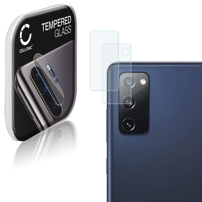2x Ripebeskyttelse til mobilkamera Samsung Galaxy S20 FE (SM-G781) (Beskyttelse til kameralinsen på smarttelefon, 9H, 0,33mm, Full Glue) Herdet Glass