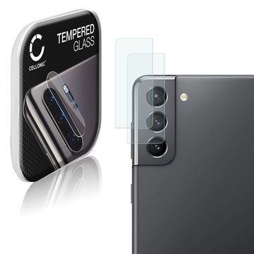 2x Ripebeskyttelse til mobilkamera Samsung Galaxy S21 (SM-G991) (Beskyttelse til kameralinsen på smarttelefon, 9H, 0,33mm, Full Glue) Herdet Glass
