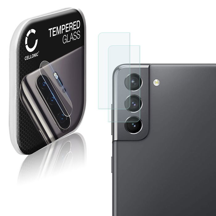 2x Ripebeskyttelse til mobilkamera Samsung Galaxy S21 (SM-G991) (Beskyttelse til kameralinsen på smarttelefon, 9H, 0,33mm, Full Glue) Herdet Glass