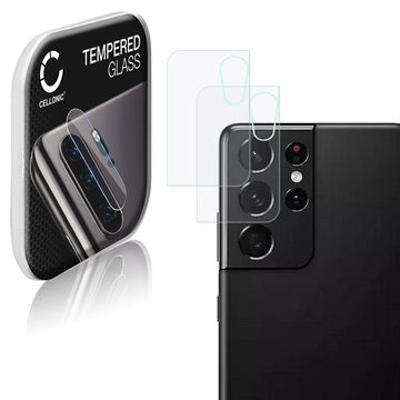 2x Ripebeskyttelse til mobilkamera Samsung Galaxy S21 Ultra (SM-G998) (Beskyttelse til kameralinsen på smarttelefon, 9H, 0,33mm, Full Glue) Herdet Glass