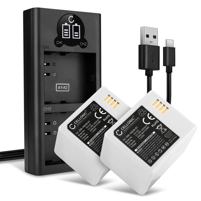 2x Batteri for Arlo Pro 2, Arlo Pro 1 2000mAh + Dobbel Lader fra CELLONIC