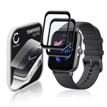 2x Skjermbeskytter glass Amazfit GTS 3 (3D Full Cover, 9H, 0,33mm, Full Glue) Herdet Glass