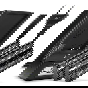 2x Batteri for Sony HDR-FX1000E, HDR-FX7E, NP-F330, NP-F730, NP-F950, AC-SQ950D, BC-VM50 NP-F550 F330 F750 (2600mAh, 7.4V) + Lader fra CELLONIC