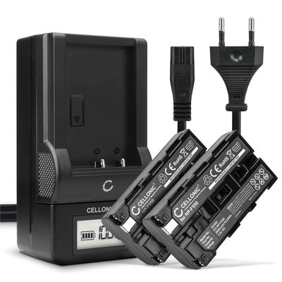 2x Batteri for Sony HDR-FX1000E, HDR-FX7E, NP-F330, NP-F730, NP-F950, AC-SQ950D, BC-VM50 NP-F550 F330 F750 (2600mAh, 7.4V) + Lader fra CELLONIC